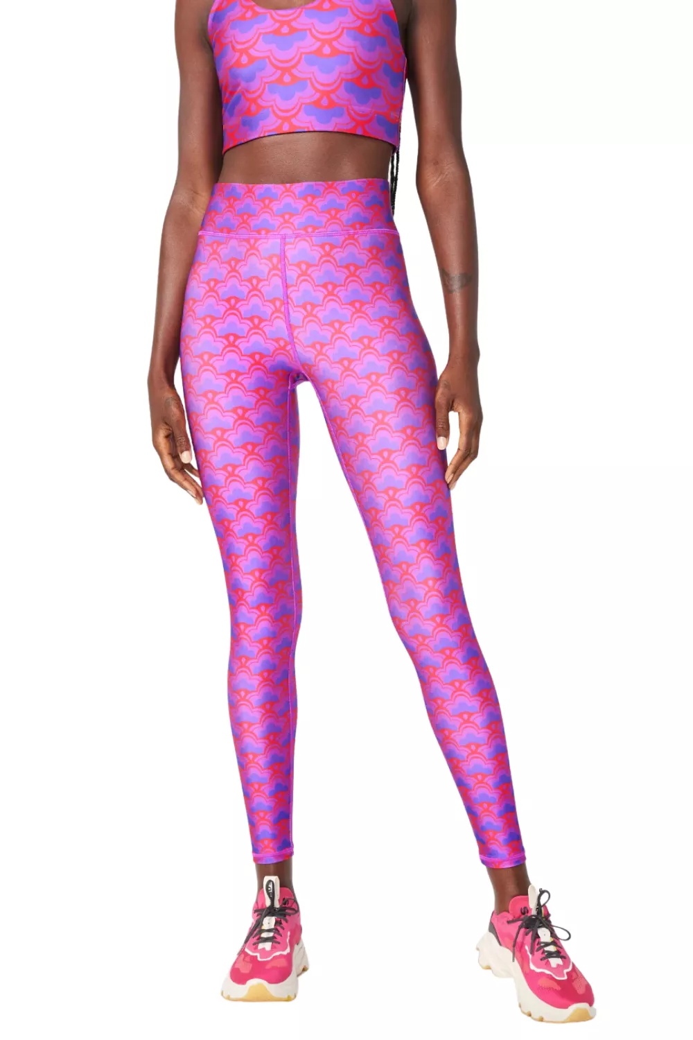 Hi-Shine Leggings in Pink Floral Geo