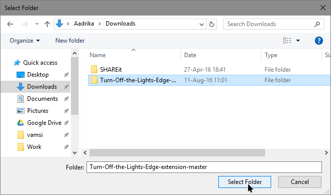 install edge extensions select extension folder