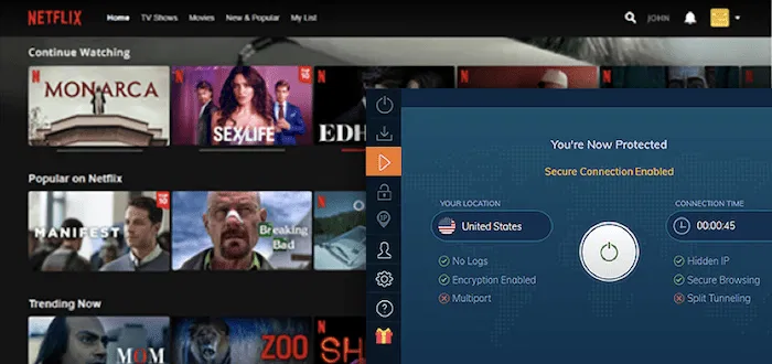 Accessing Netflix using Ivacy.