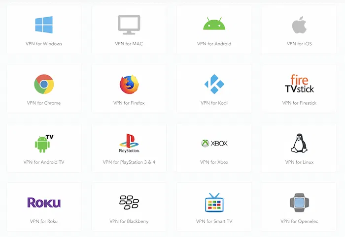 The Ivacy VPN app list.