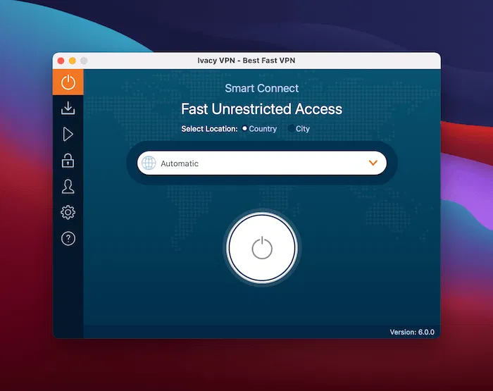 The Ivacy app dashboard.