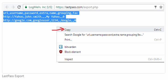 Lastpass Export