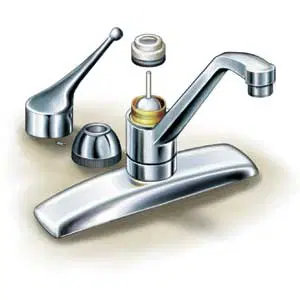 Ball-type faucet showing complex internal components including springs and rubber seats.