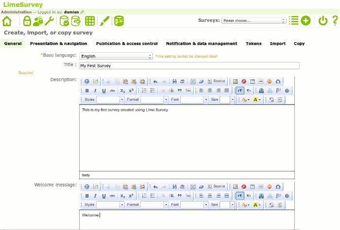 limesurvey-setup-survey-general-info