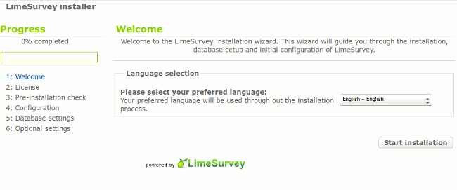 installation of limesurvey survey application