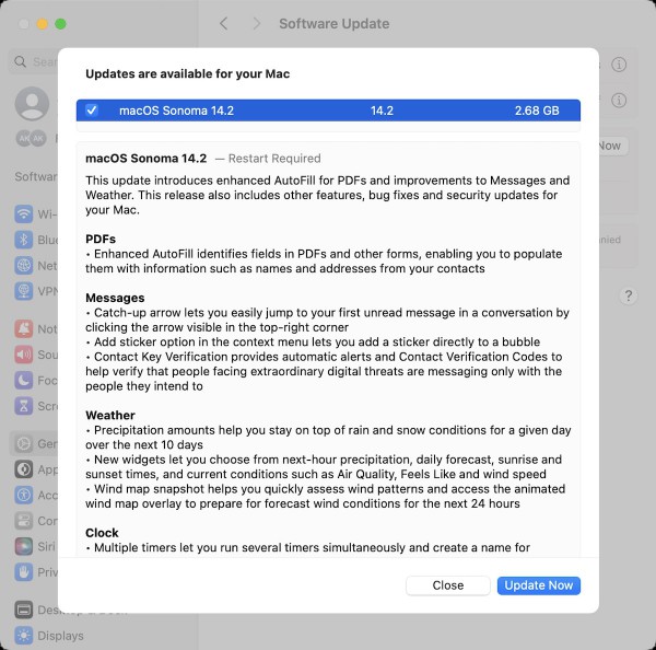 macOS 14.2 Sonoma update