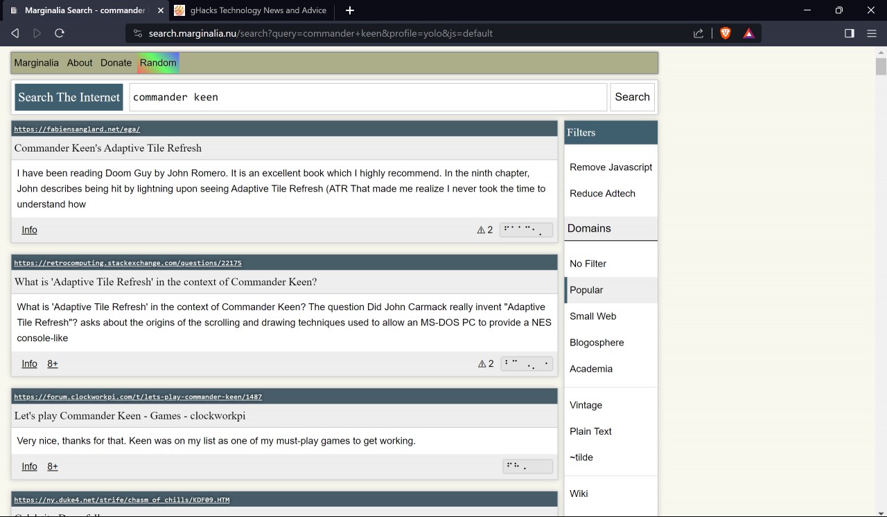 Marginalia Search Engine