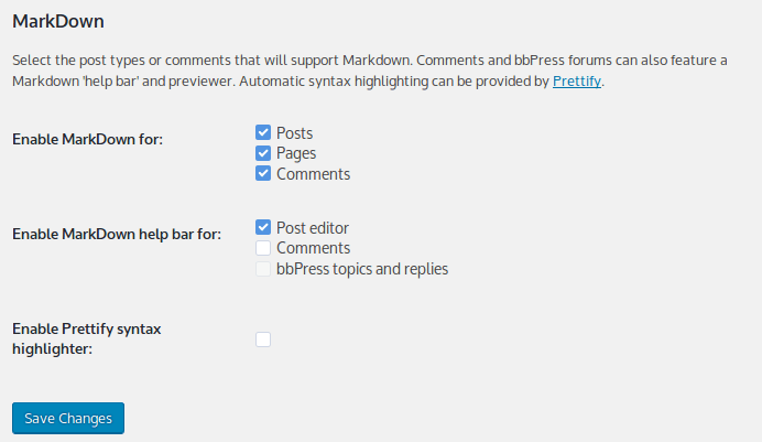 markdown-wordpress-configuration