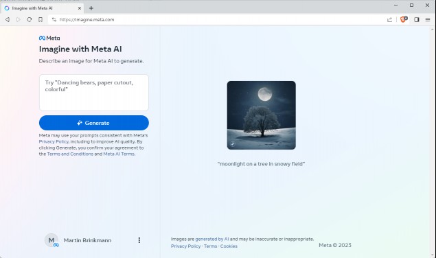 Meta Imagine AI image generator