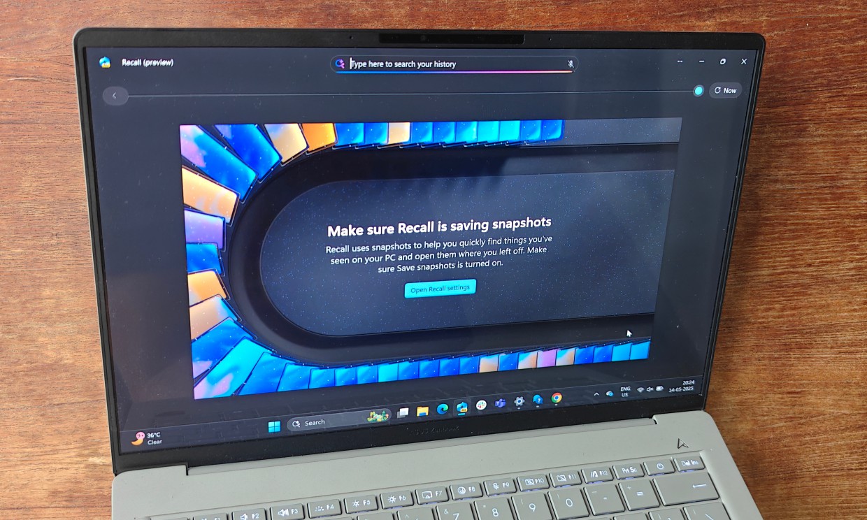 Running Windows 11 Recall on a Copilot+ PC.