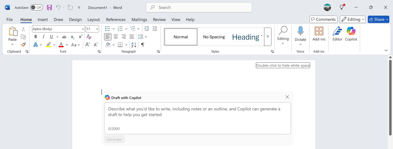 Microsoft Word Draft with Copilot
