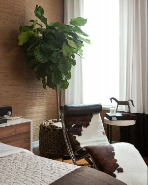 Bedroom with mid-century modern chaise chair