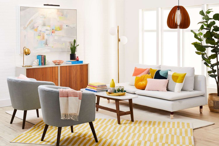 View of a contemporary living room interior