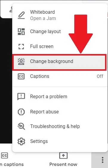 More Options Google Meet Change Background