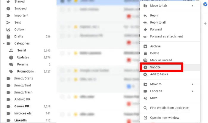 New Best Gmail Features Snooze