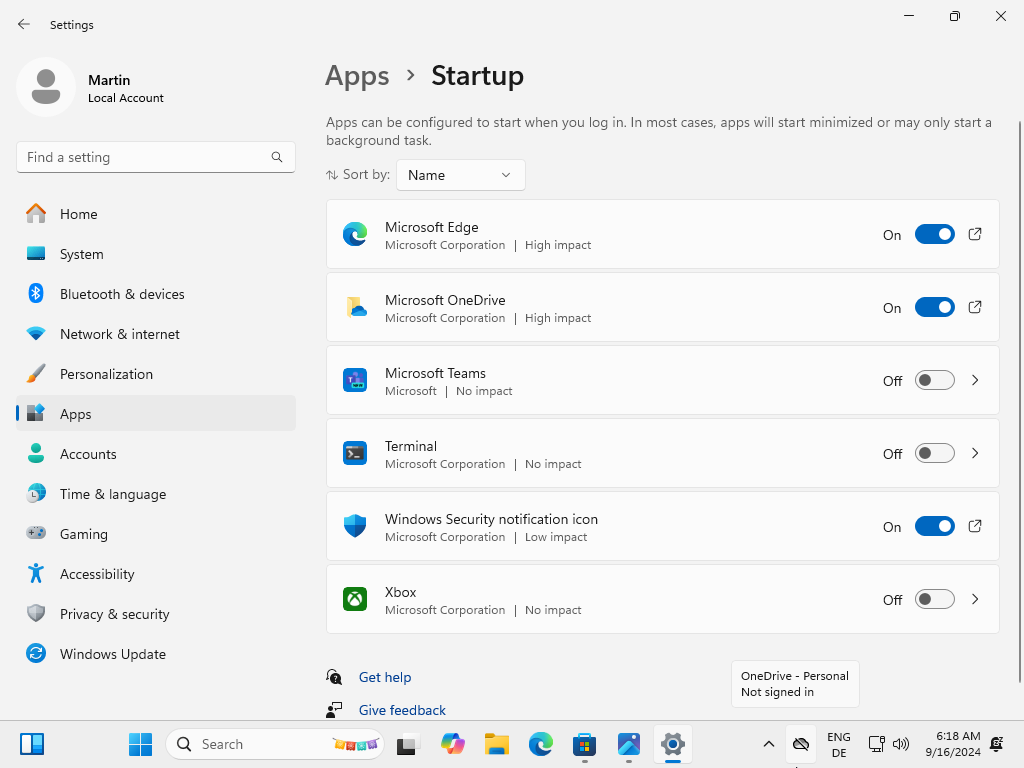 No Photos app under Startup
