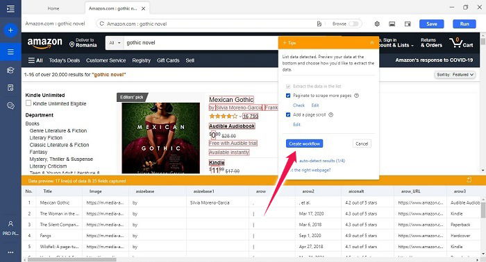 Octoprase 8.4 Web Scraping Tool Update Create Workflow
