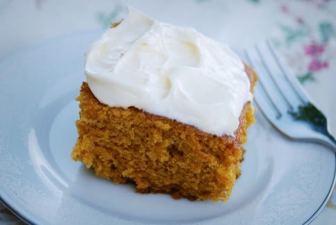 Pumpkin Cake Bars With Cream Cheese Frosting!