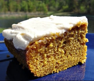 Pumpkin Cake Bars With Cream Cheese Frosting!