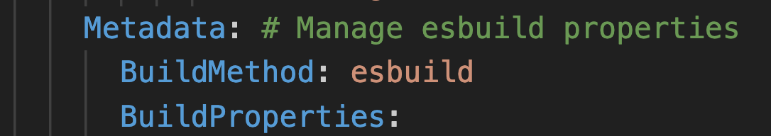 configuration setting showing the build tool set to "esbuild"