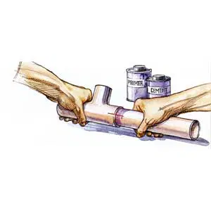 Illustration of hands holding two pipe joints.