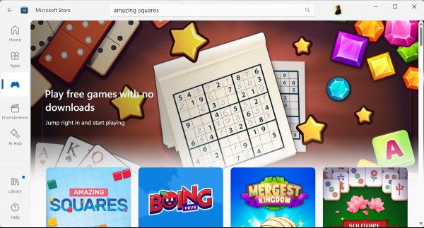 Microsoft adds games that you can play without download to the Microsoft Store