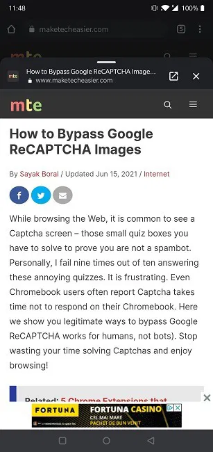 Preview Links Chrome Android View Preview