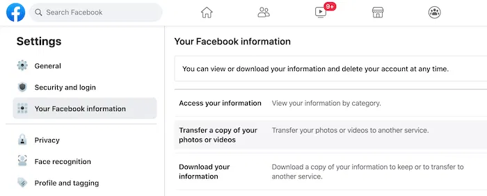 Privacy Your Facebook Information In the left-hand menu, select "Your Facebook information."