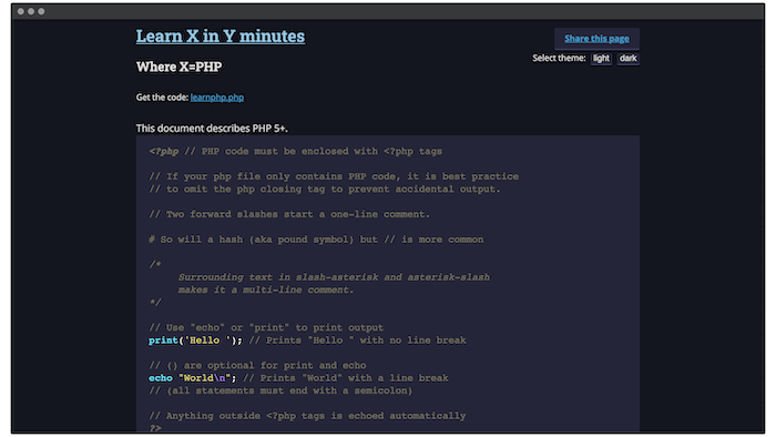 The Learn X In Y Minutes website.