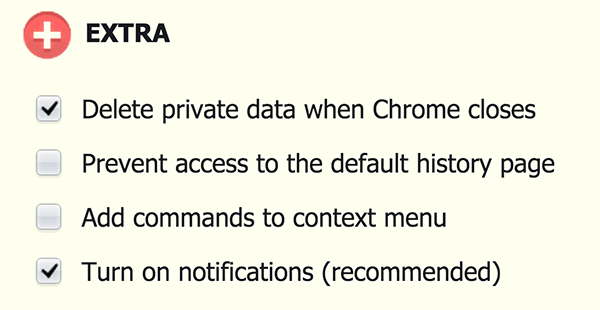 Select the 'Delete private data when Chrome closes' option.