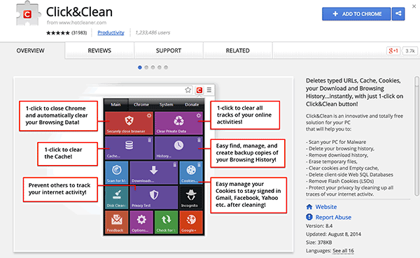 Add the Click&Clean extension to Chrome.