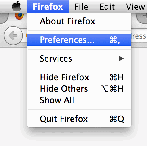 Go to the Firefox Preferences panel.