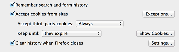 Select what data you want to be cleared when you quit.