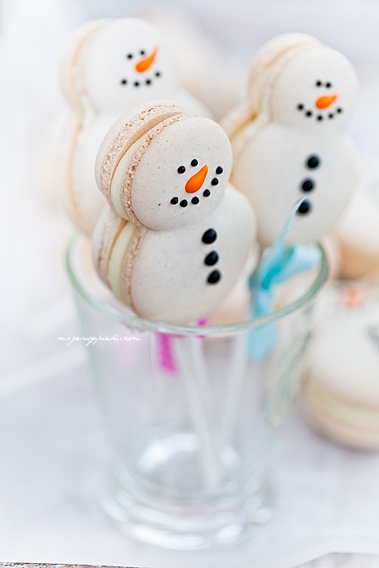 Pirulitos Macaron – bonecos de neve