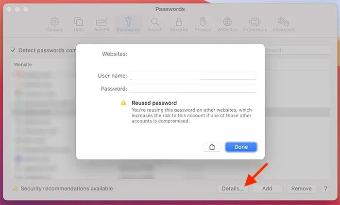 Safari View Saved Passwords Identifying Compromised Passwords