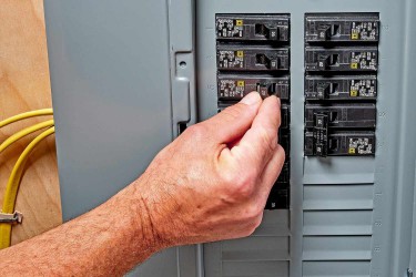 Circuit breaker switch turned off in service panel 