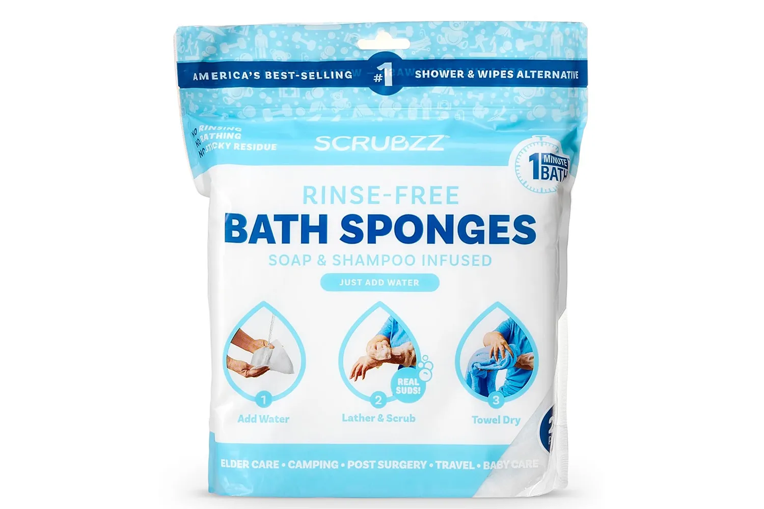Amazon Scrubzz Disposable Rinse Free Bathing Wipes
