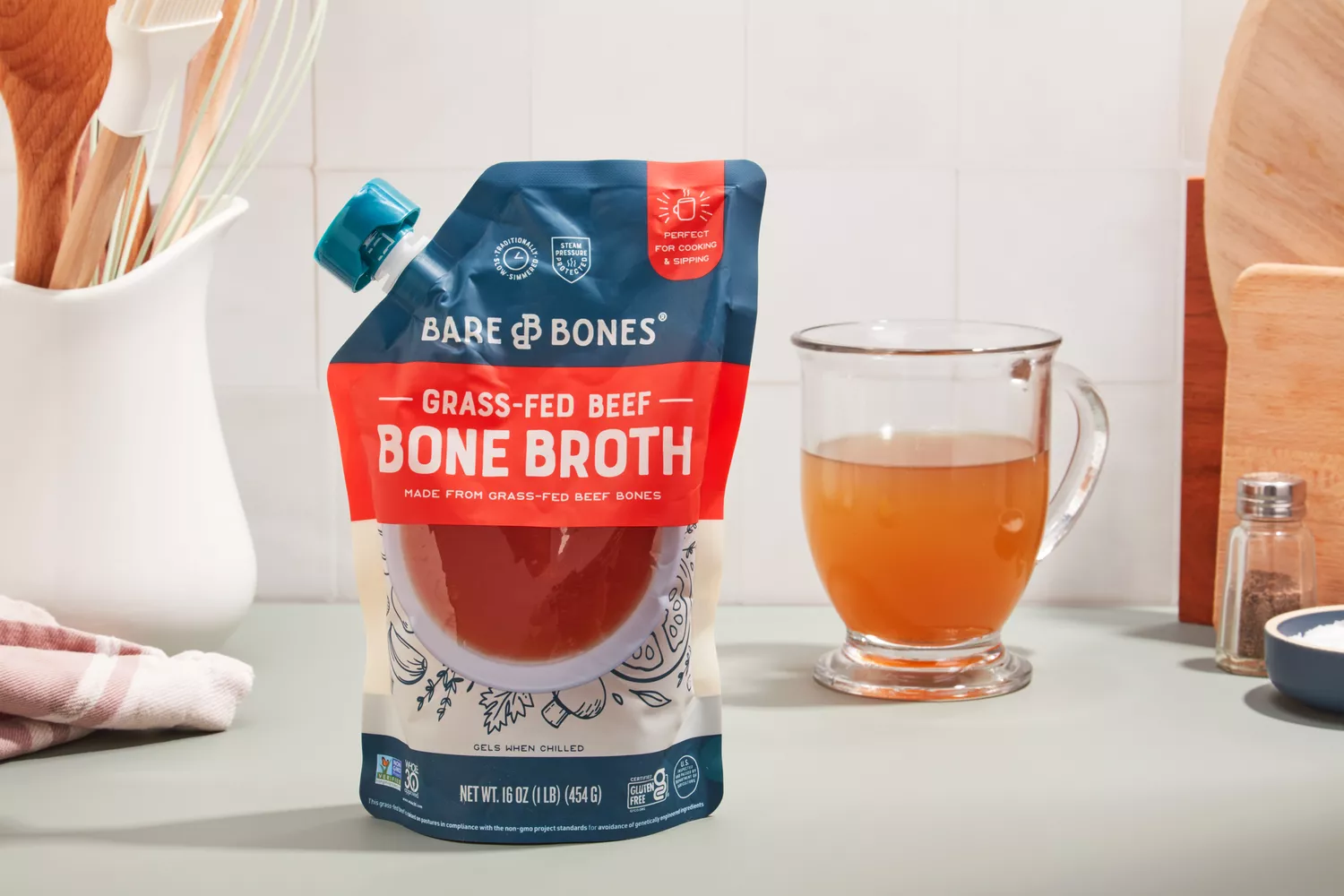 A bag of Bare Bones Grass-Fed Beef Organic Bone Broth