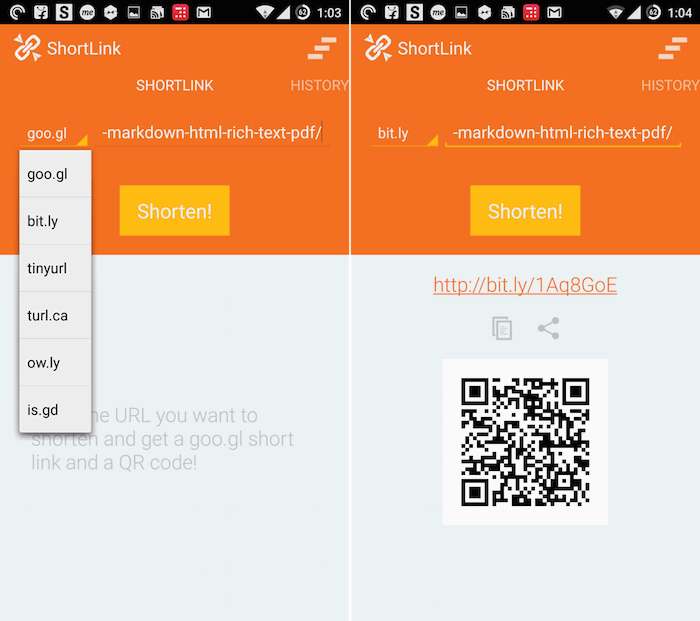 ShortLink app for Android.