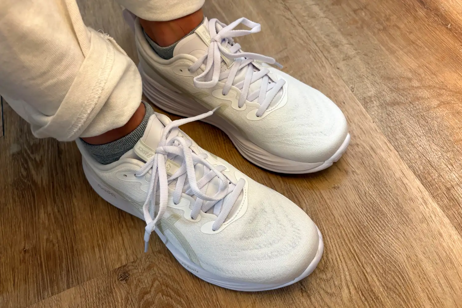 An overhead view of a person wearing the Asics Women's Gel-Cumulus 27 Running Shoes