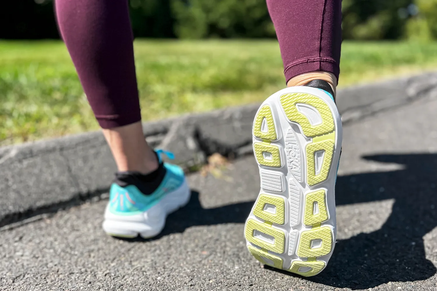 The treads on the bottom of the Hoka Women's Bondi 9 Running Shoe