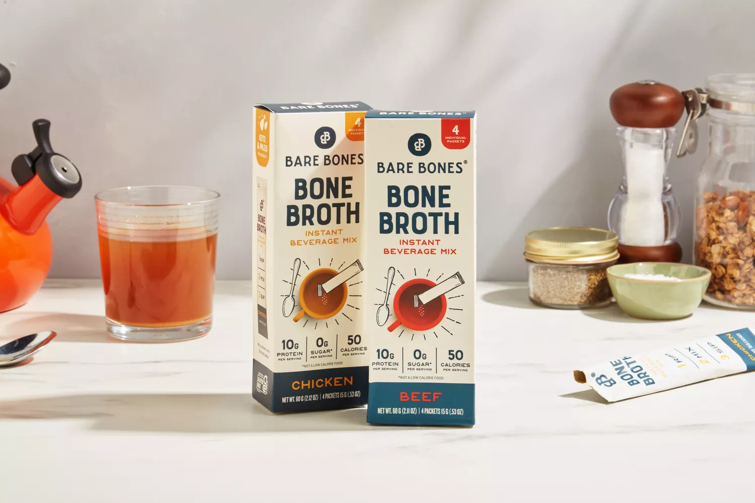 Two boxes of Bare Bones Bone Broth Instant Powdered Beverage Mix