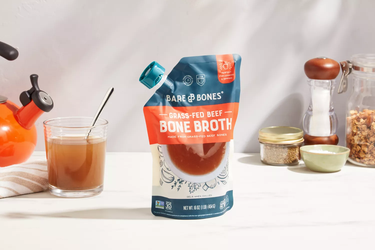 A bag of Bare Bones Grass-Fed Beef Organic Bone Broth