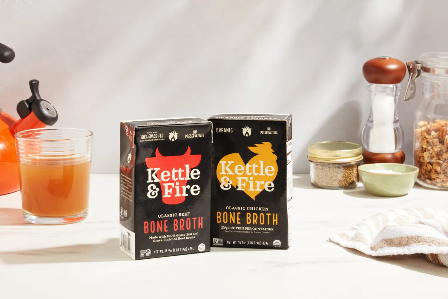 Two boxes of Kettle &amp; Fire Bone Broth