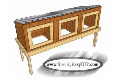 Illustrated design of a rabbit hutch.