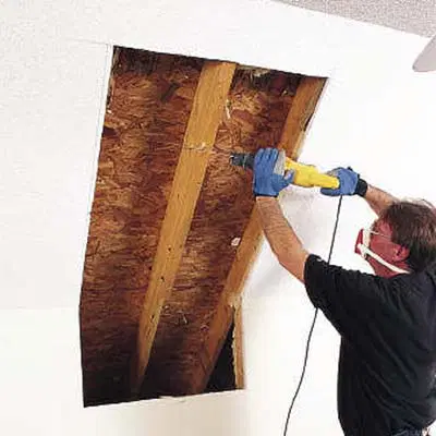 cutting the inside of a roof