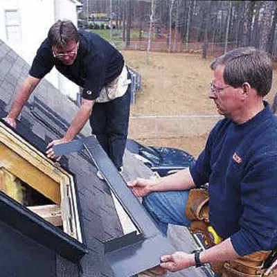installing the flashing and weatherproofing of the skylight on the roof