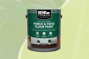 Concrete Paints Featuring BEHR Premium Porch & Patio Floor Paint On Green Background