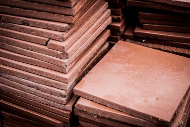 Stacks of Red Quarry Floor Tiles