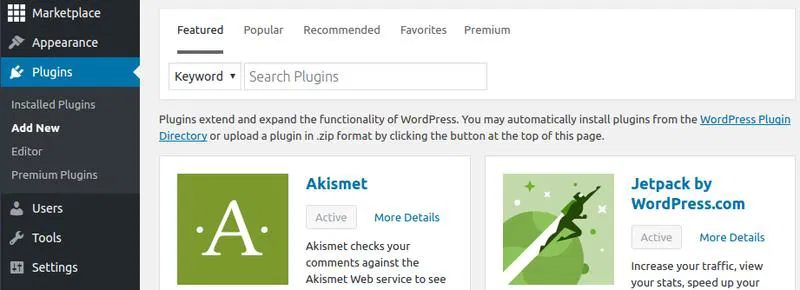 Add new WordPress plugins.